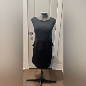 Enfocus Studio Black and Gray Striped Midi Dress